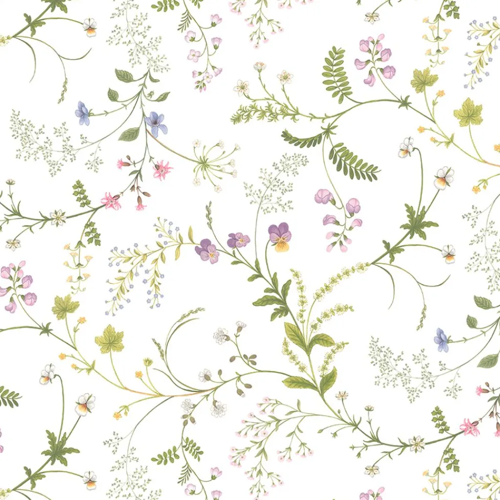 Gardintyger Mönstrade|Arvidssons Textil<Arvidssons textil Blomsteryra vit tyg