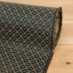 Rutiga Möbeltyger|Mönstrade Möbeltyger<Nordisk Textil Borgholm blå-guld - rutigt möbeltyg i klassisk stil
