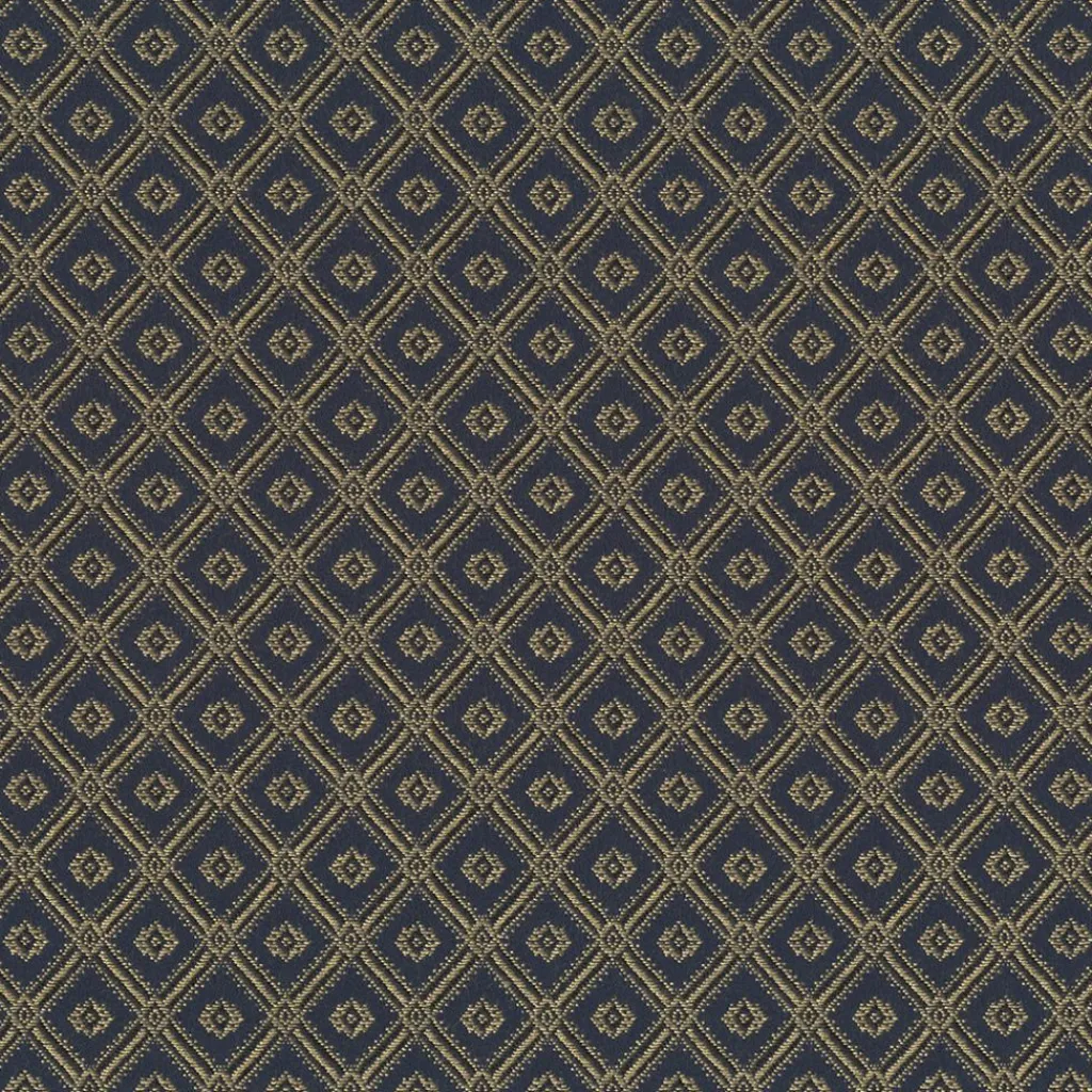 Rutiga Möbeltyger|Mönstrade Möbeltyger<Nordisk Textil Borgholm blå-guld - rutigt möbeltyg i klassisk stil