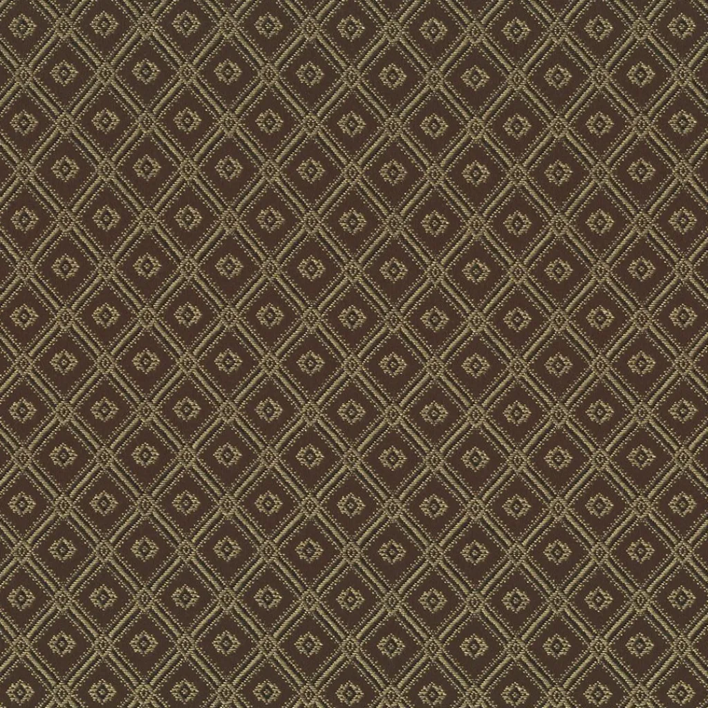 Rutiga Möbeltyger|Mönstrade Möbeltyger<Nordisk Textil Borgholm brun-guld - rutigt möbeltyg i klassisk stil