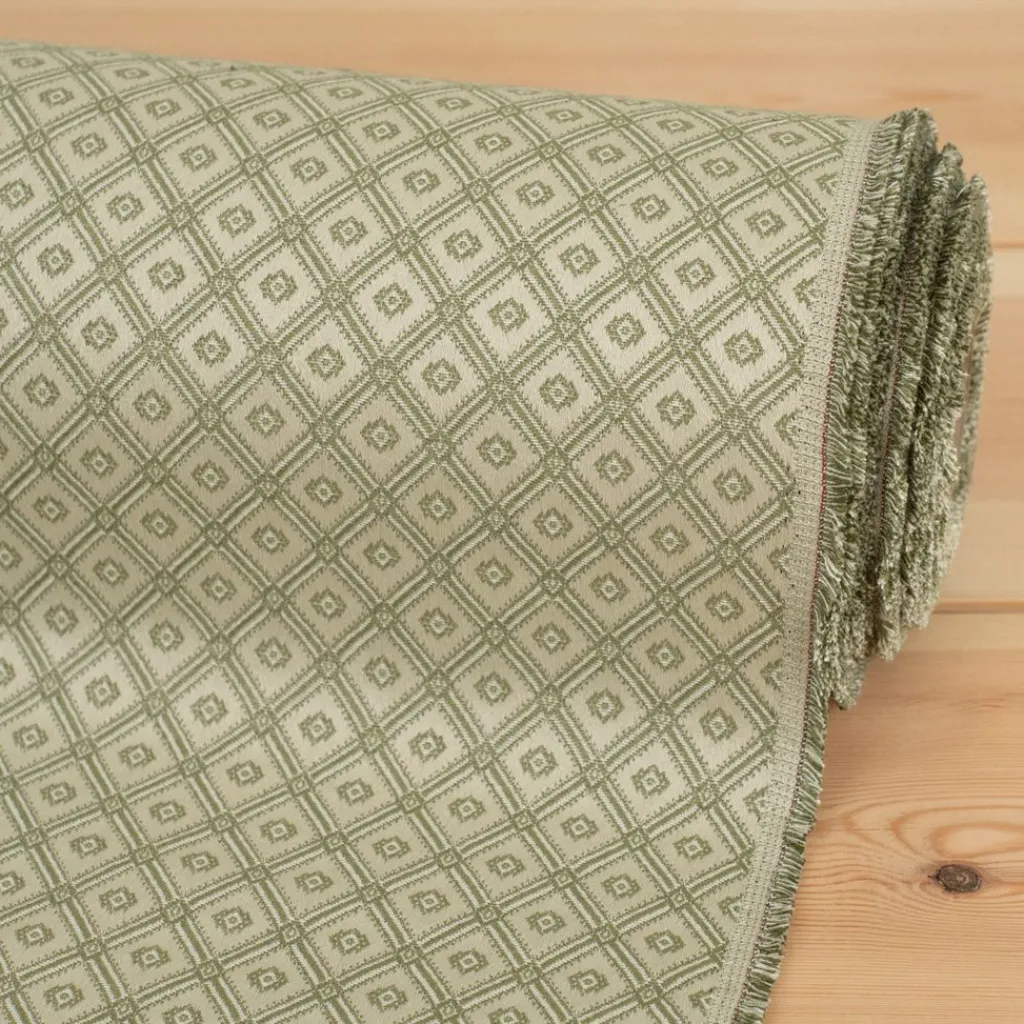 Rutiga Möbeltyger|Mönstrade Möbeltyger<Nordisk Textil Borgholm grön - rutigt möbeltyg i klassisk stil