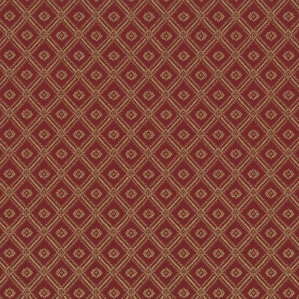 Rutiga Möbeltyger|Mönstrade Möbeltyger<Nordisk Textil Borgholm röd-guld - rutigt möbeltyg i klassisk stil