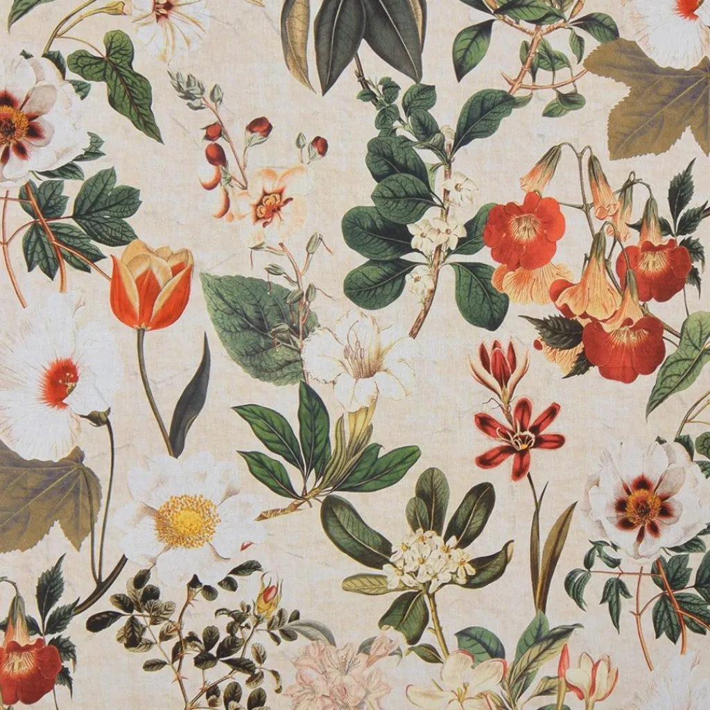 Gardintyger Mönstrade<Nordisk Textil Botany creme tyg