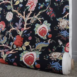 Gardintyger Mönstrade<Nordisk Textil Ceylan svart tyg