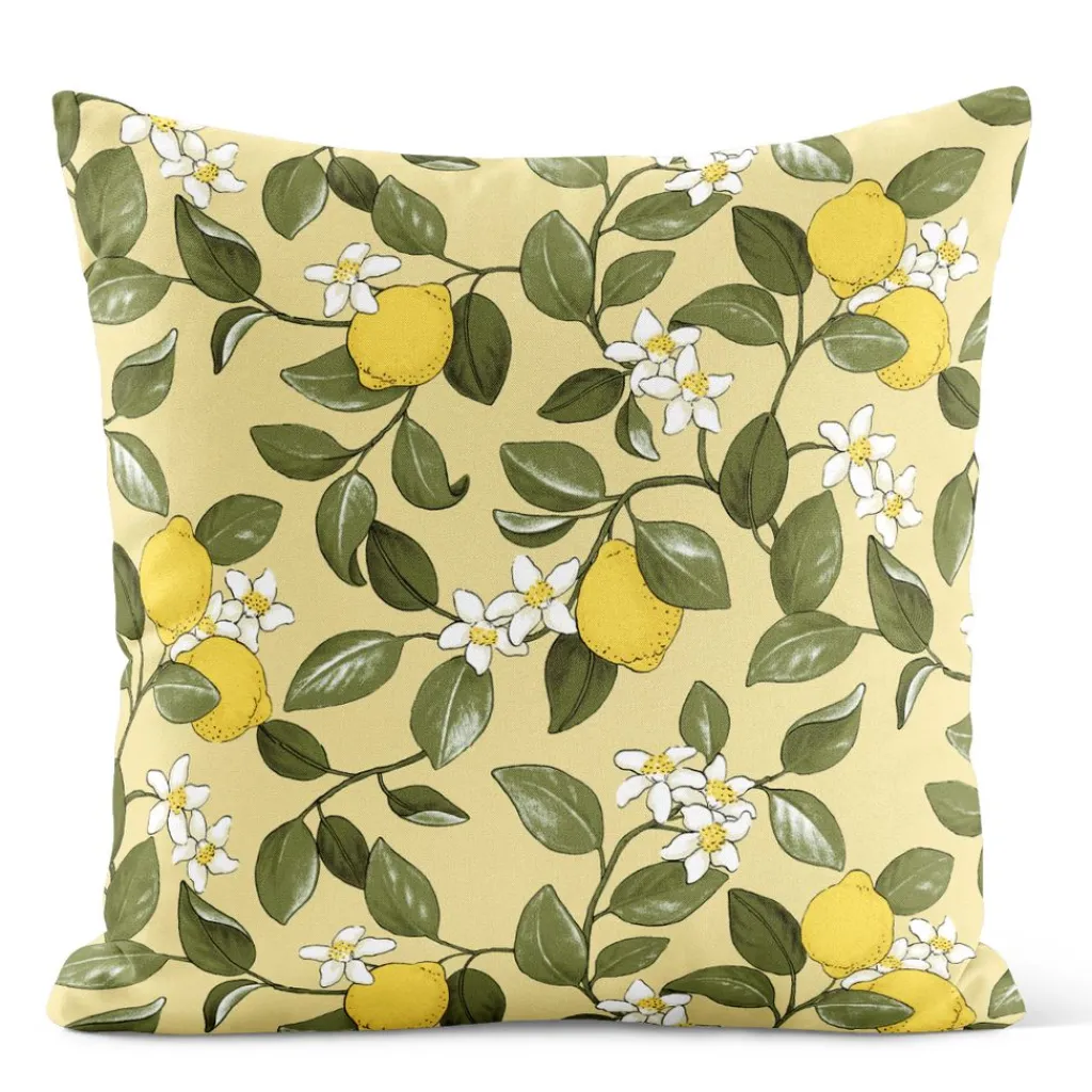 Mönstrade Kuddfodral<Arvidssons textil Citronlycka gul kuddfodral med citroner