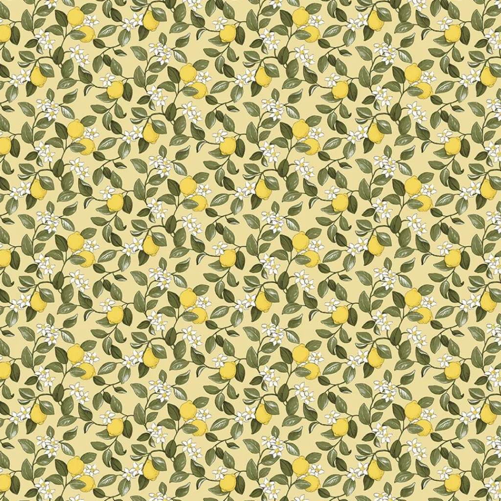 Gardintyger Mönstrade|Arvidssons Textil<Arvidssons textil Citronlycka gul tyg med citroner