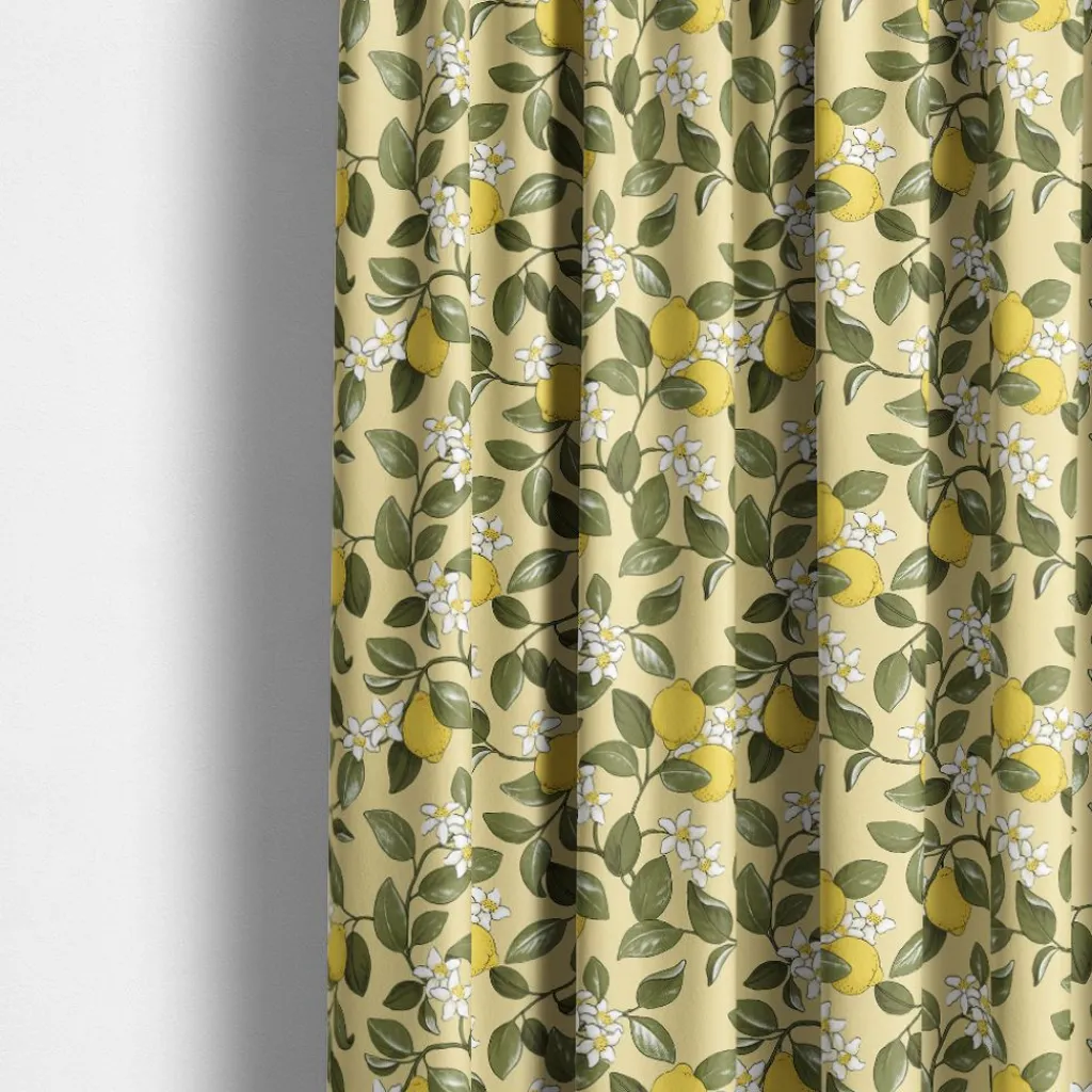 Gardintyger Mönstrade|Arvidssons Textil<Arvidssons textil Citronlycka gul tyg med citroner