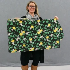 Gardinkappor Mönstrade<Arvidssons textil Citronlycka svart gardinkappa med citroner metervara