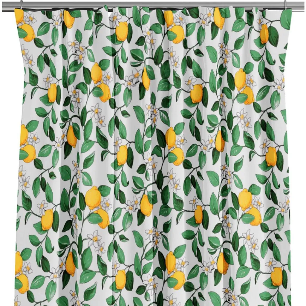Gardiner Mönstrade<Arvidssons textil Citronlycka vit gardiner med citroner