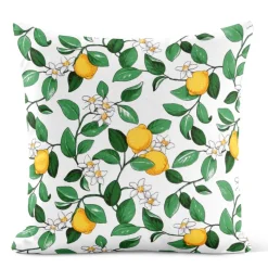 Mönstrade Kuddfodral<Arvidssons textil Citronlycka vit kuddfodral med citroner