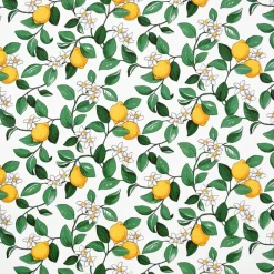 Gardintyger Mönstrade|Arvidssons Textil<Arvidssons textil Citronlycka vit tyg med citroner