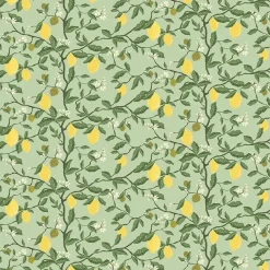 Gardintyger Mönstrade|Arvidssons Textil<Arvidssons textil Citronträd grön - tyg med citroner