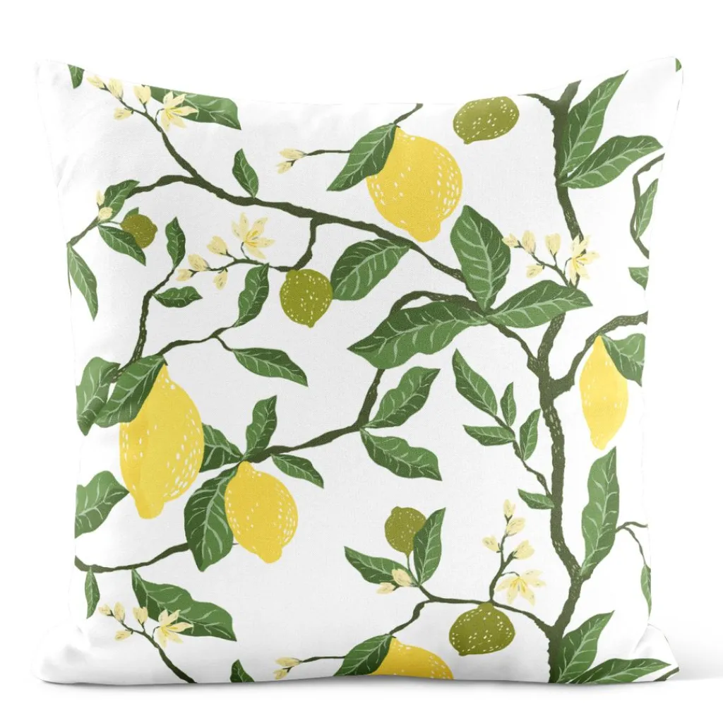 Mönstrade Kuddfodral<Arvidssons textil Citronträd gul kuddfodral