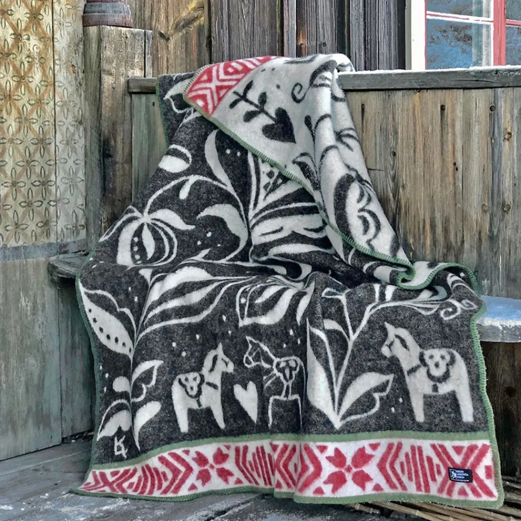Ullfiltar<Kerstin Landström Design Dalarna svart ullfilt 130x180cm -