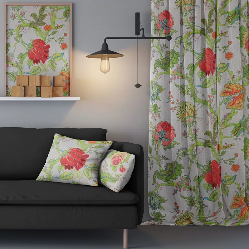 Gardiner Mönstrade|Linnetyger<Nordisk Textil Darjeeling lin gardiner