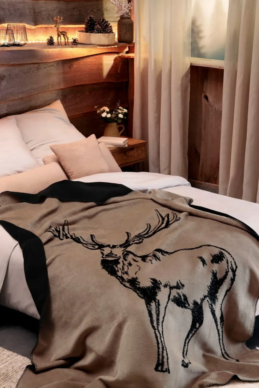 Bomullsfiltar<Biederlack Deer beige filt