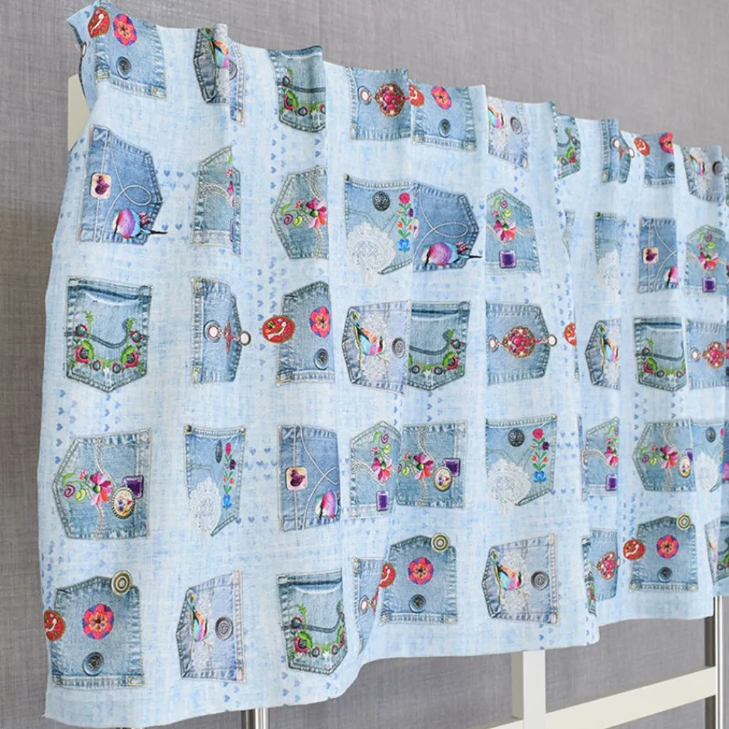 Gardinkappor Mönstrade|Rea Gardiner<Arvidssons textil Denim kappmetervara
