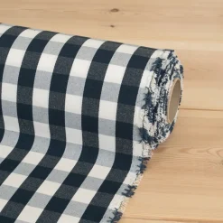 Rutiga Möbeltyger|Rutor & Ränder<Nordisk Textil Dewon marinblå-vit rutigt tyg