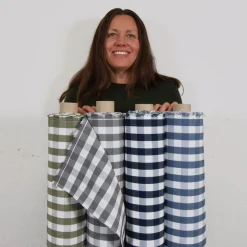 Rutiga Möbeltyger|Rutor & Ränder<Nordisk Textil Dewon marinblå-vit rutigt tyg