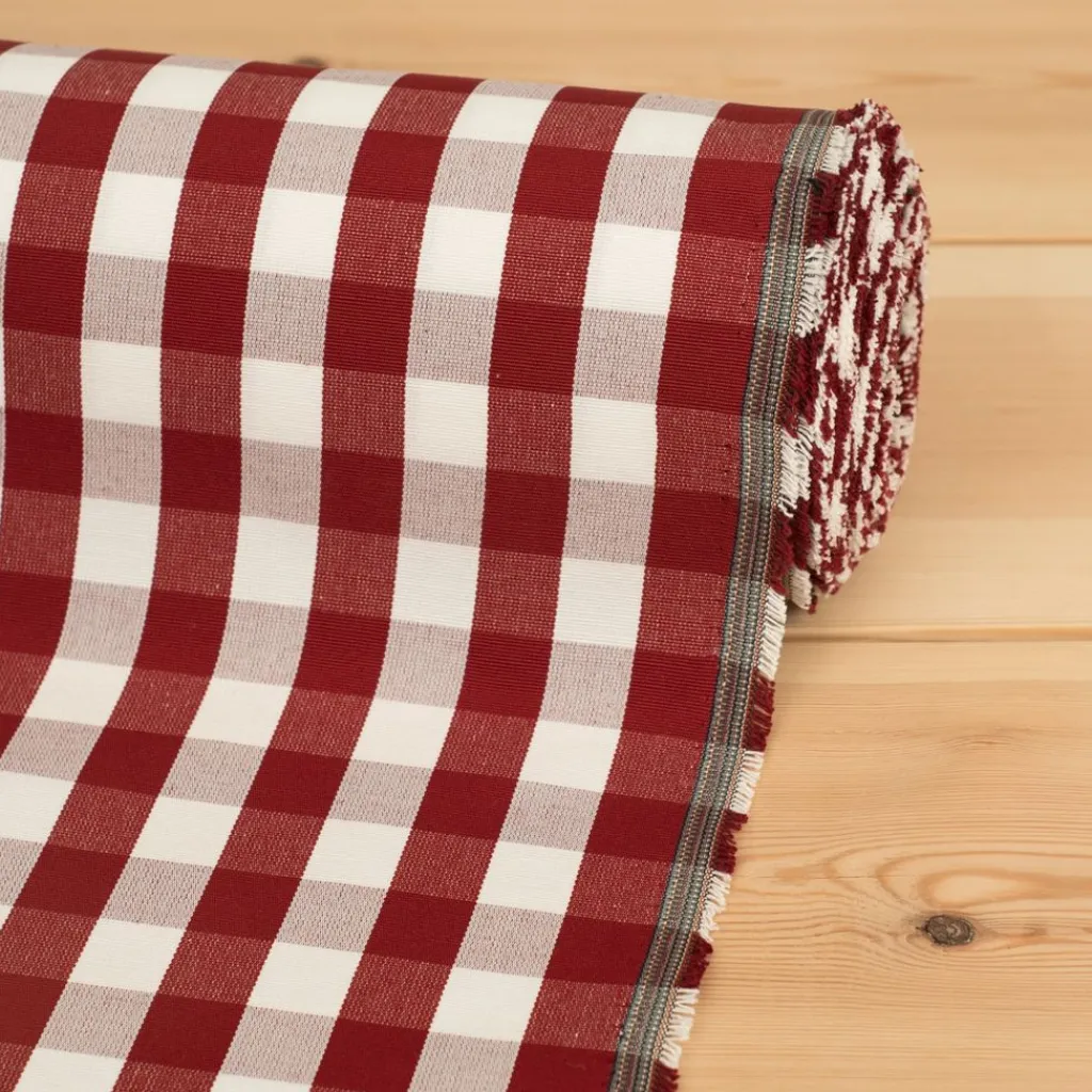 Rutiga Möbeltyger|Rutor & Ränder<Nordisk Textil Dewon röd-vit rutigt tyg