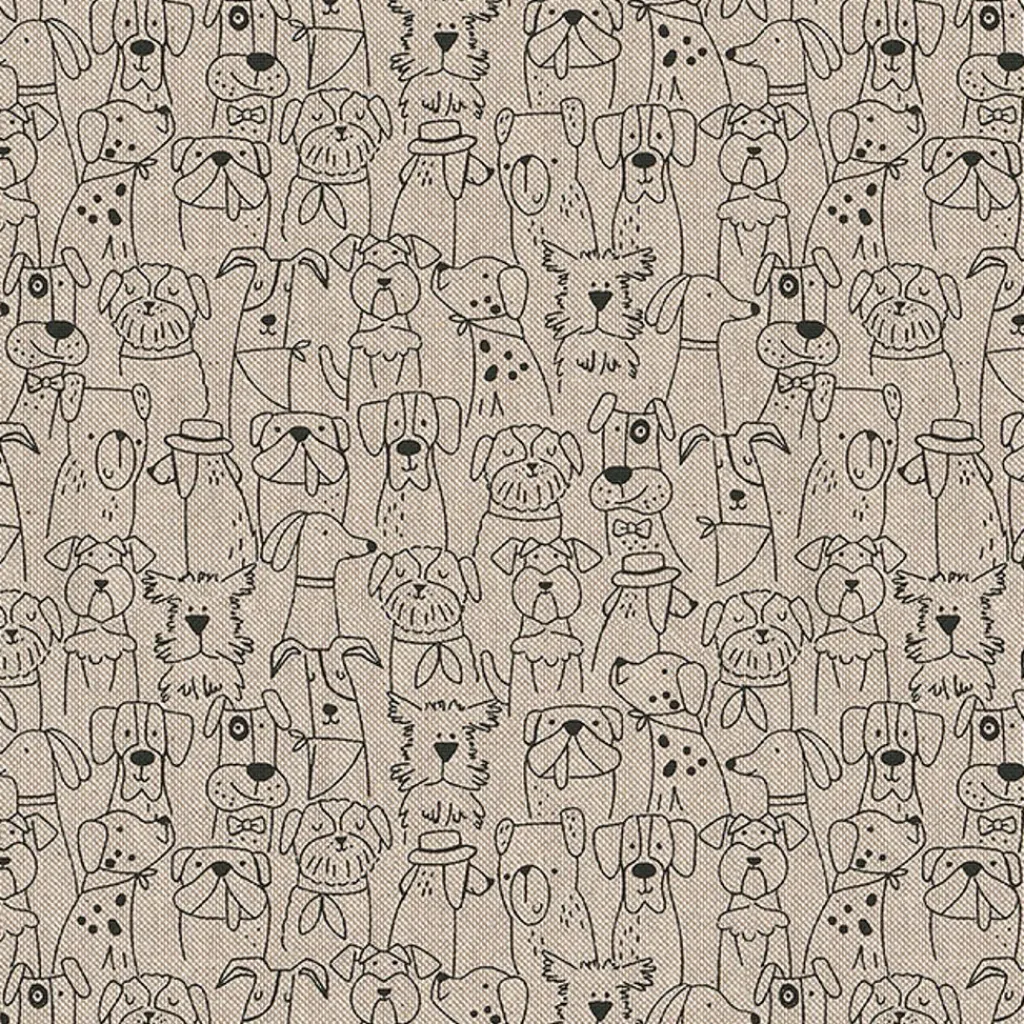 Gardintyger Mönstrade< Dog cartoon tyg med tecknade hundar
