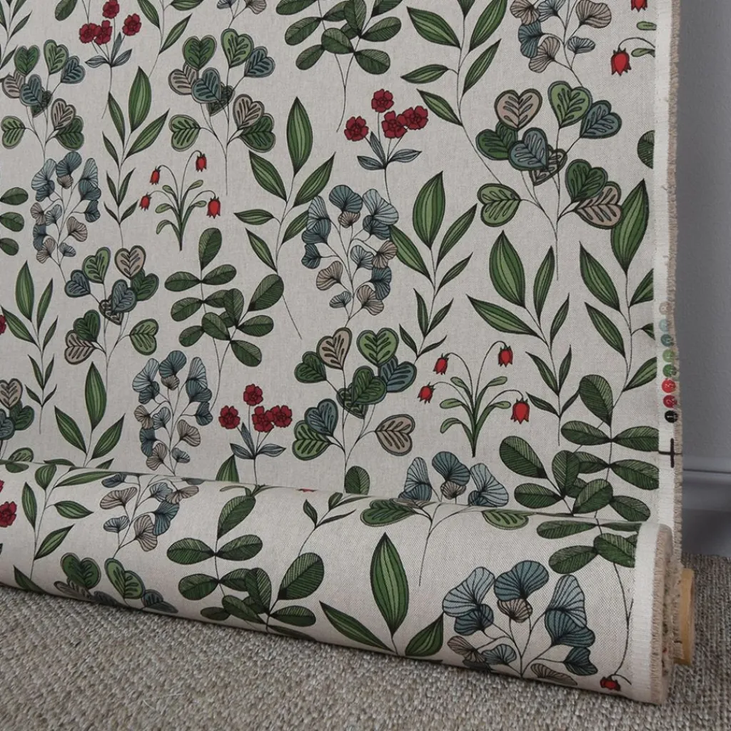 Gardintyger Mönstrade< Drawn foliage tyg