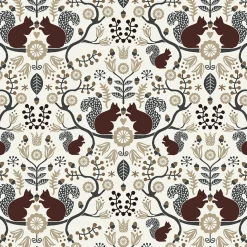 Gardintyger Mönstrade|Arvidssons Textil<Arvidssons textil Ekorrskogen brun tyg