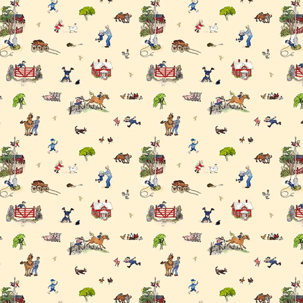 Gardintyger Mönstrade|Barnmönster<Arvidssons textil Emil i Katthult beige tyg