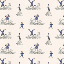 Gardintyger Mönstrade|Barnmönster<Arvidssons textil Emils Glädjeskutt beige bomullstyg – Emil i Lönneberga