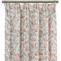 Gardiner Mönstrade<Fondaco Emma grön skira gardiner med blomstermönster 140x250cm