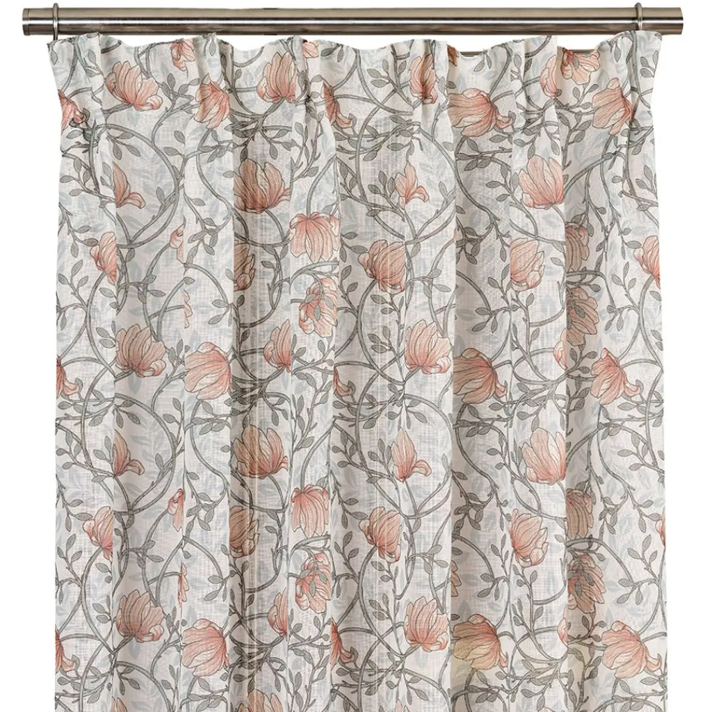 Gardiner Mönstrade<Fondaco Emma grön skira gardiner med blomstermönster 140x250cm