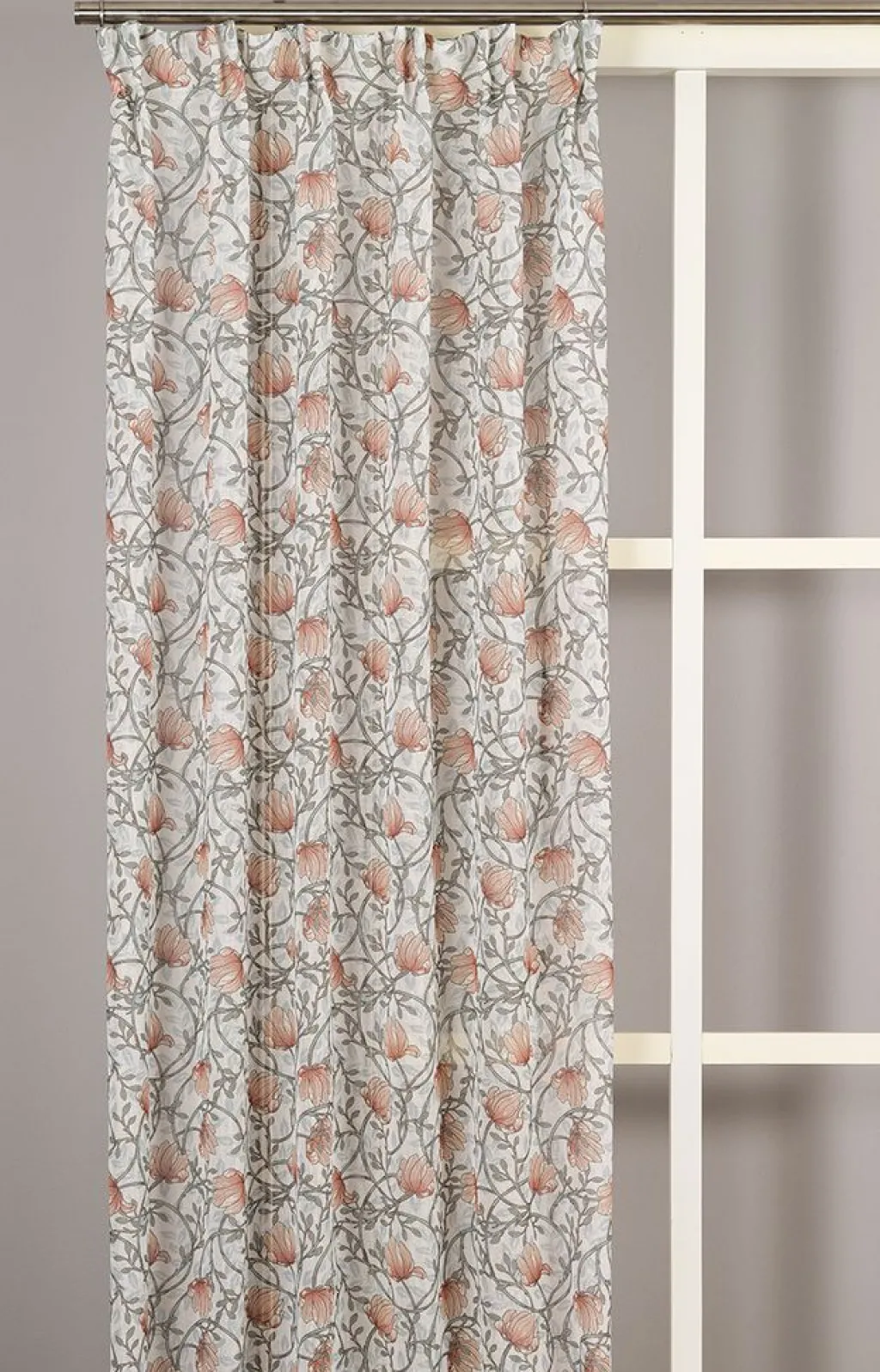 Gardiner Mönstrade<Fondaco Emma grön skira gardiner med blomstermönster 140x250cm