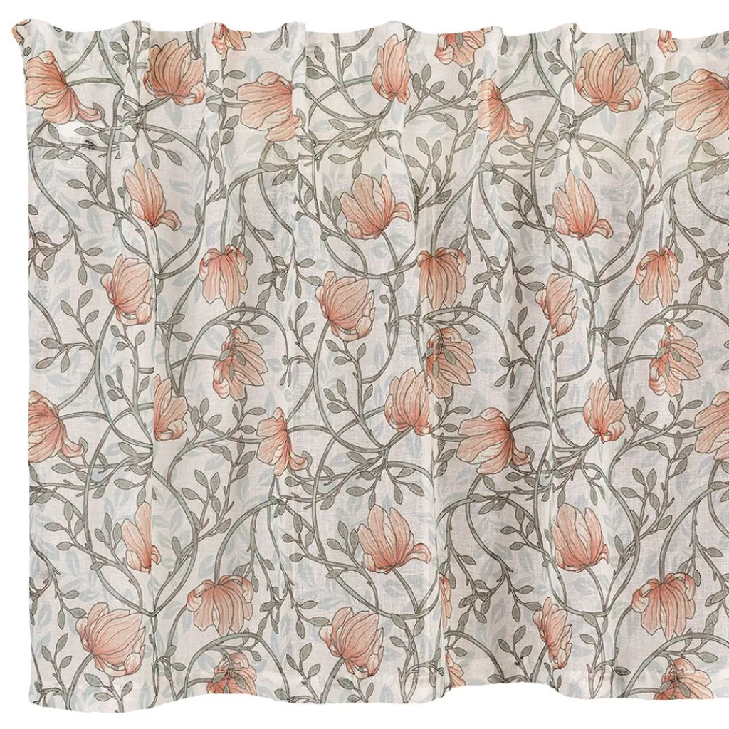 Gardinkappor Färdigsydda<Fondaco Emma grön skir gardinkappa med blomstermönster 50x250cm