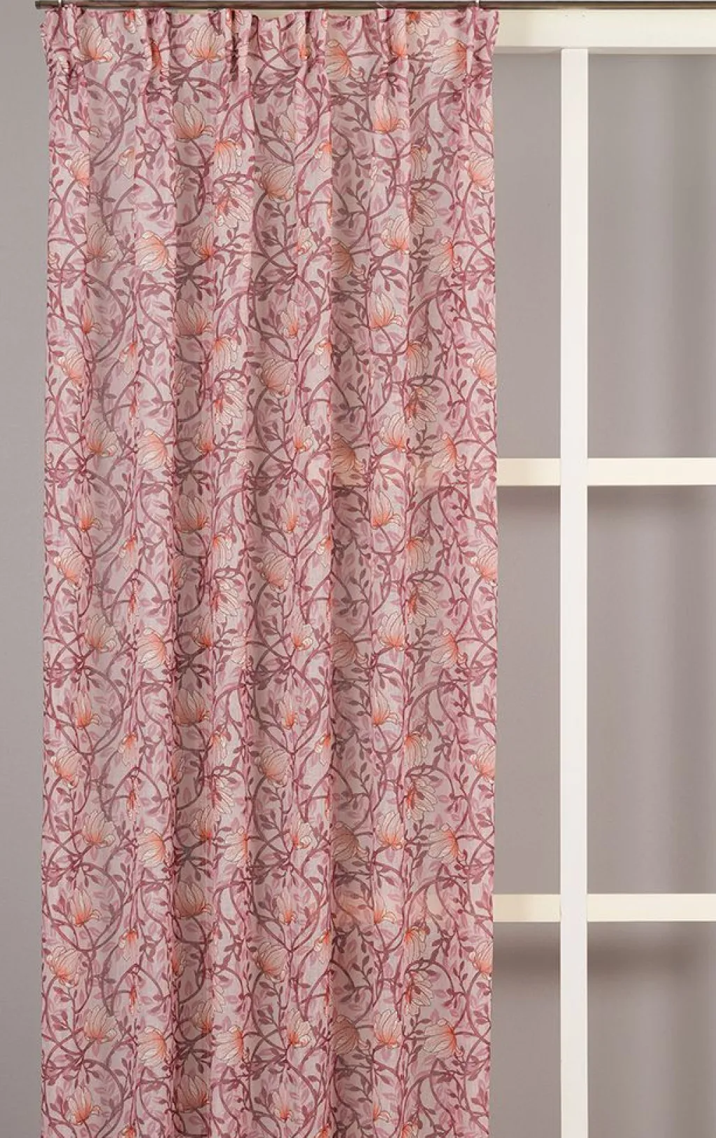 Gardiner Mönstrade<Fondaco Emma rosa skira gardiner med blomstermönster 140x250cm