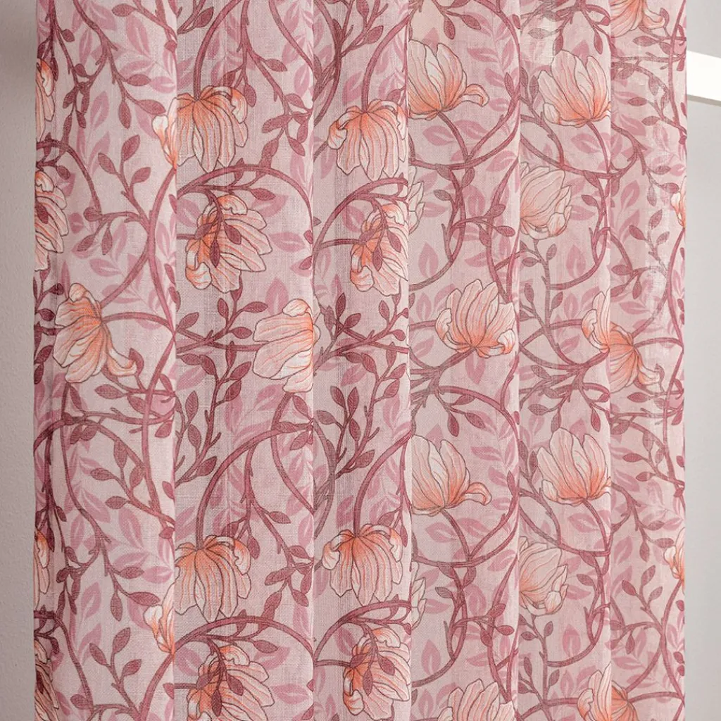 Gardiner Mönstrade<Fondaco Emma rosa skira gardiner med blomstermönster 140x250cm
