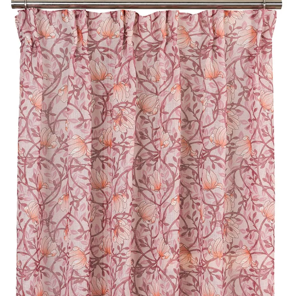 Gardiner Mönstrade<Fondaco Emma rosa skira gardiner med blomstermönster 140x250cm