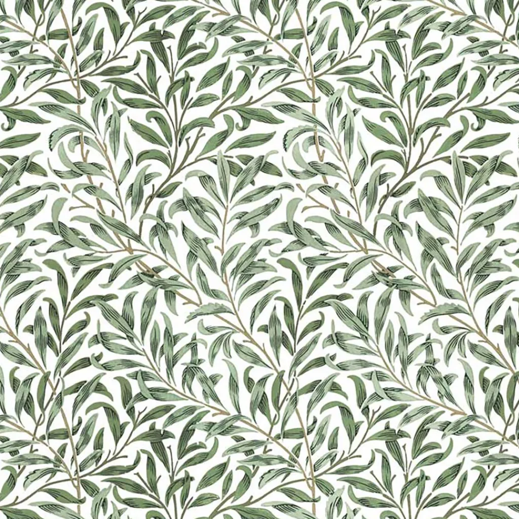 Arts & Crafts Tyger|Gardintyger Mönstrade<Nordisk Textil Ester allmogegrön tyg – klassiskt bladmönster i allmogegrönt