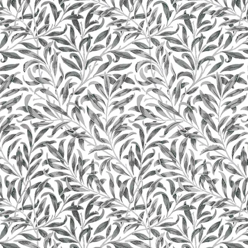 Arts & Crafts Tyger|Gardintyger Mönstrade<Nordisk Textil Ester grå tyg – klassiskt bladmönster i grått