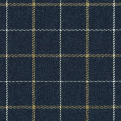 Rutiga Möbeltyger<Nordisk Textil Eton blå rutigt möbeltyg med vita och gula ränder