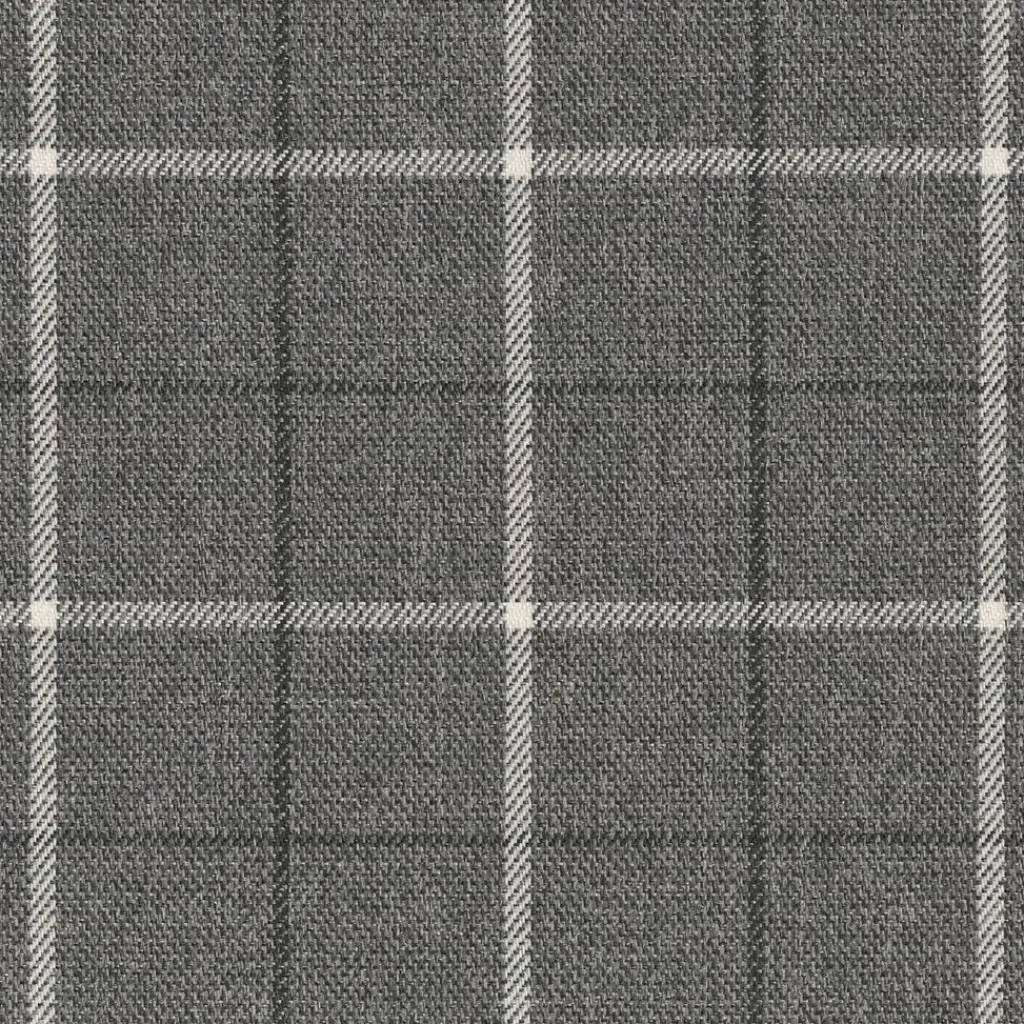 Rutiga Möbeltyger<Nordisk Textil Eton grå rutigt möbeltyg med vita och mörkgrå ränder