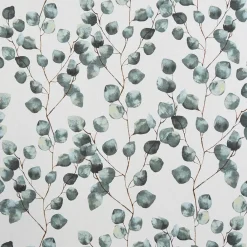 Gardintyger Mönstrade< Eucalyptus leaves vit tyg