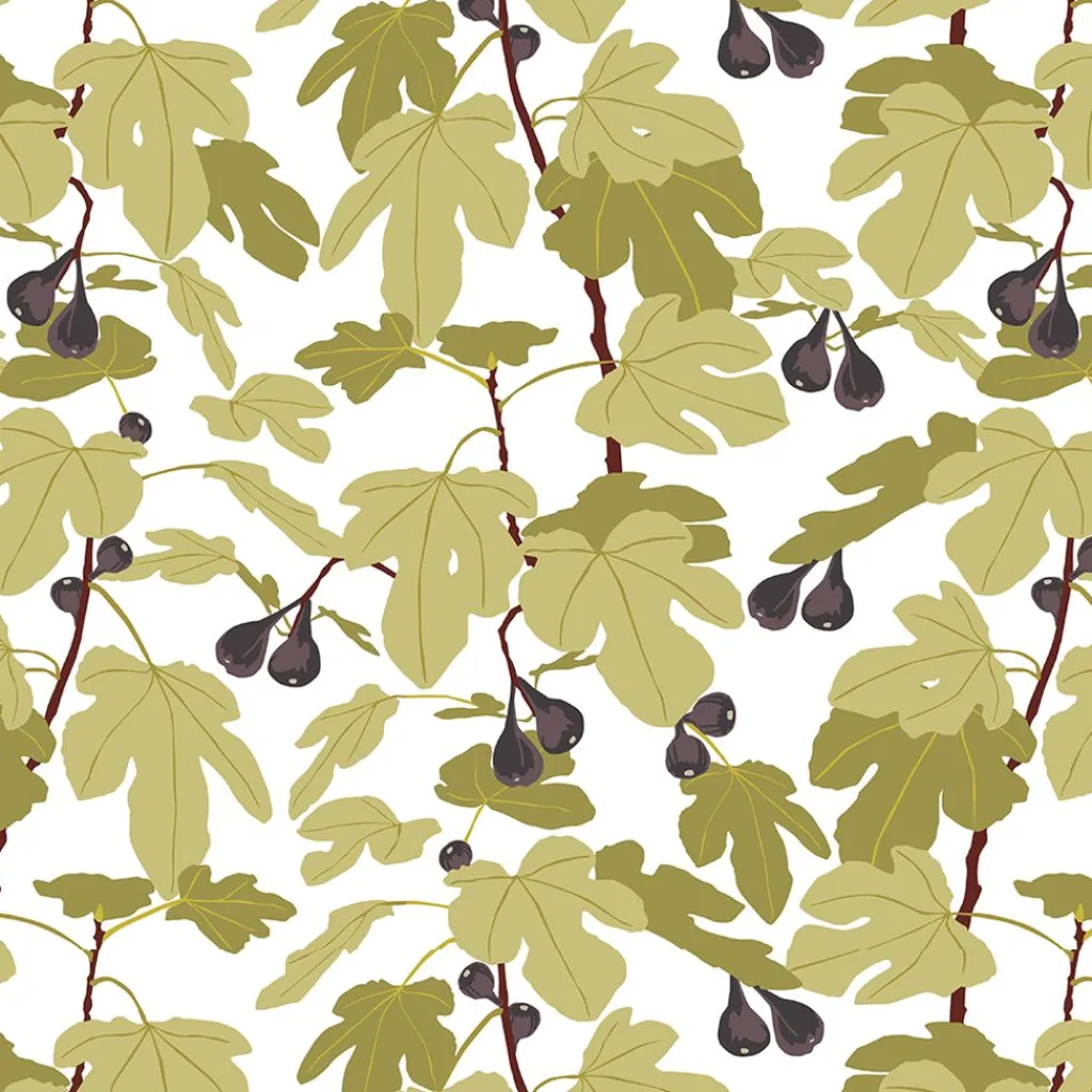 Gardintyger Mönstrade|Arvidssons Textil<Arvidssons textil Fikonträd ljusgrön tyg