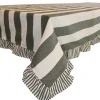 Bordsduk< Filippa grön bordsduk 140x250 cm – Randig duk med volang