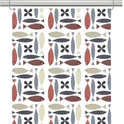 Panelgardiner<Arvidssons textil Fina fisken blå-röd panelgardiner