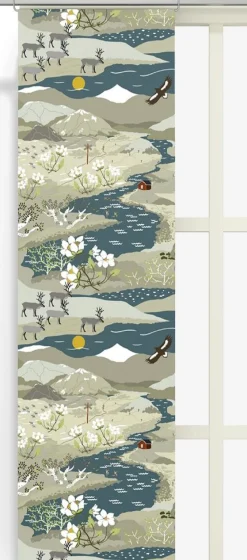 Panelgardiner<Arvidssons textil Fjällvandring beige-blå panel