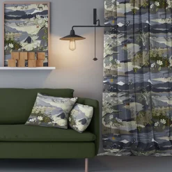 Gardiner Mönstrade<Arvidssons textil Fjällvandring blå gardiner