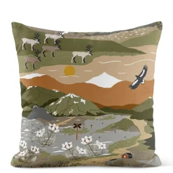 Mönstrade Kuddfodral<Arvidssons textil Fjällvandring grön-beige kuddfodral