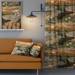 Gardintyger Mönstrade|Arvidssons Textil<Arvidssons textil Fjällvandring grön-beige tyg