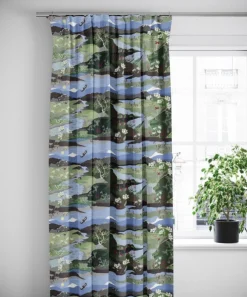 Arvidssons Textil|Gardintyger Mönstrade<Arvidssons textil Fjällvandring grön-blå tyg