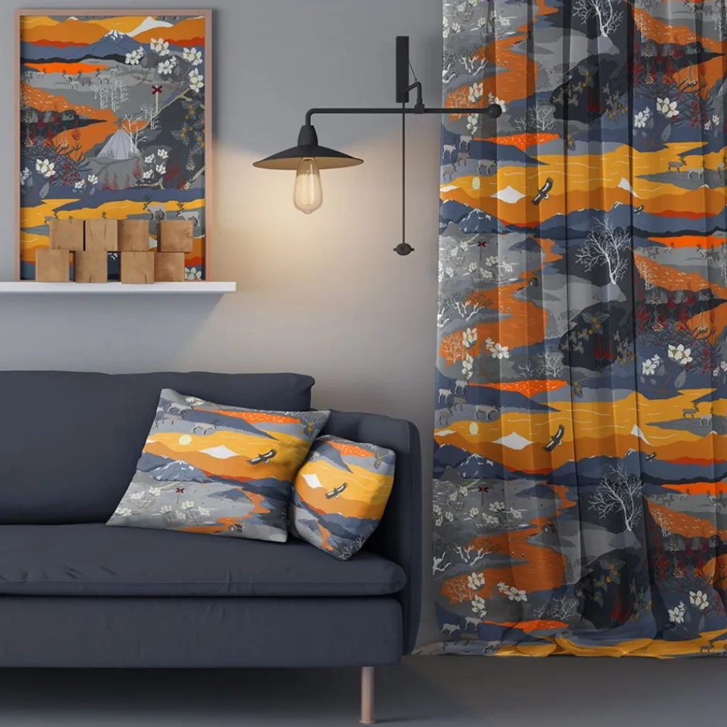 Gardiner Mönstrade<Arvidssons textil Fjällvandring orange gardiner